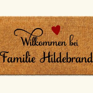 Personalisierte Kokos Fußmatte Herzlich Willkommen
