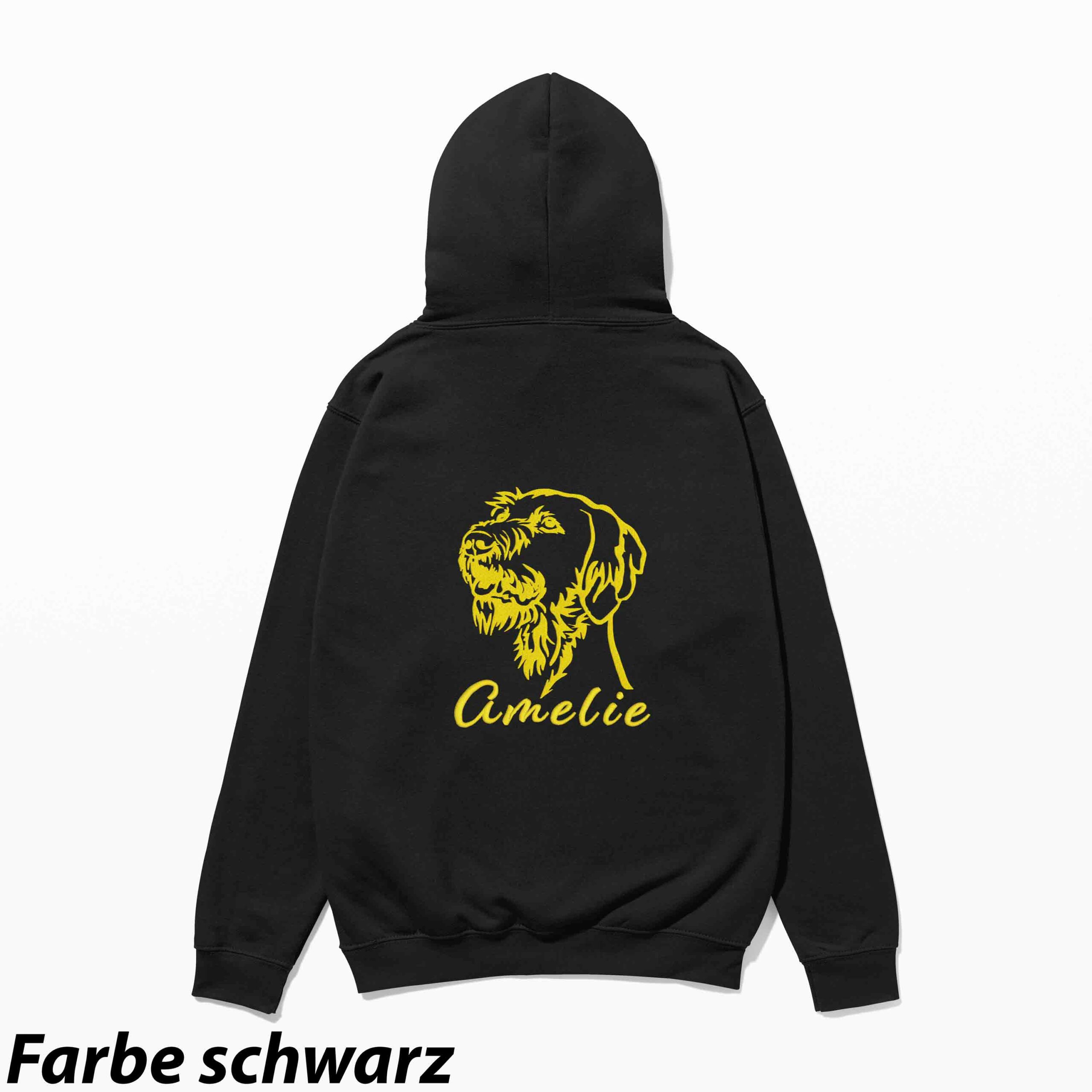 Hoodie mit Stick Vizsla Drahthaar personalisiert