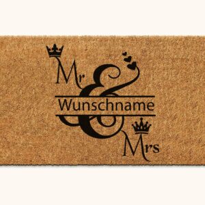 Personalisierte Kokos Fußmatte Mr. & Mrs.
